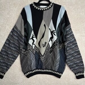 VINTAGE St Croix Knits Sweater Mens XL Crosby Grandpa‎ Tribal Aztec Southwestern